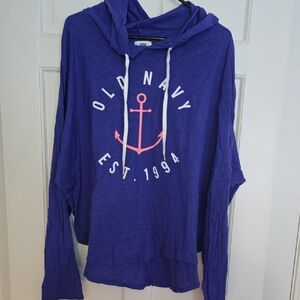 Old Navy Purple Hoodie with Pink Anchor